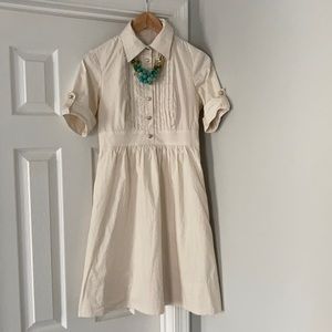 Shoshanna Feminine Shirt Dress with Pockets and Pleats